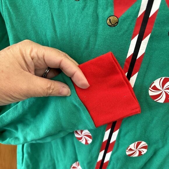 Wondershop Christmas Elf Shirt M Gold Red Green Long Sleeve NEW Stretch Pullover - Picture 4 of 8